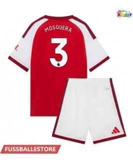 Günstige Arsenal Cristhian Mosquera #3 Heimtrikotsatz Kinder 2026-27 Kurzarm (+ Kurze Hosen)